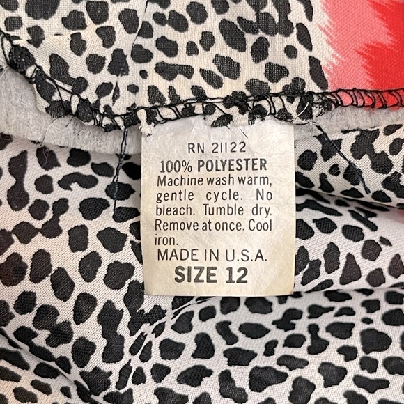 Vintage Animal Spot Rose Midi Dress, Sz 12 - Picture 7 of 7